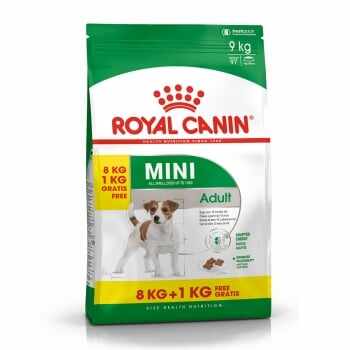 ROYAL CANIN Mini Adult, overfill hrană uscată câini, 8kg+1kg GRATUIT