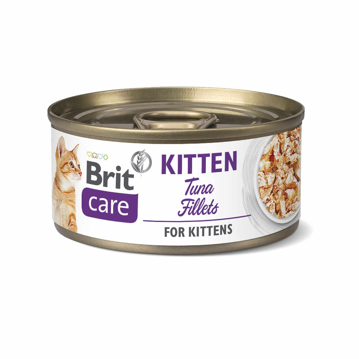 BRIT Care Fillets Kitten, Ton, conservă hrană umedă conținut redus cereale pisici junior, (în suc propriu), 70g