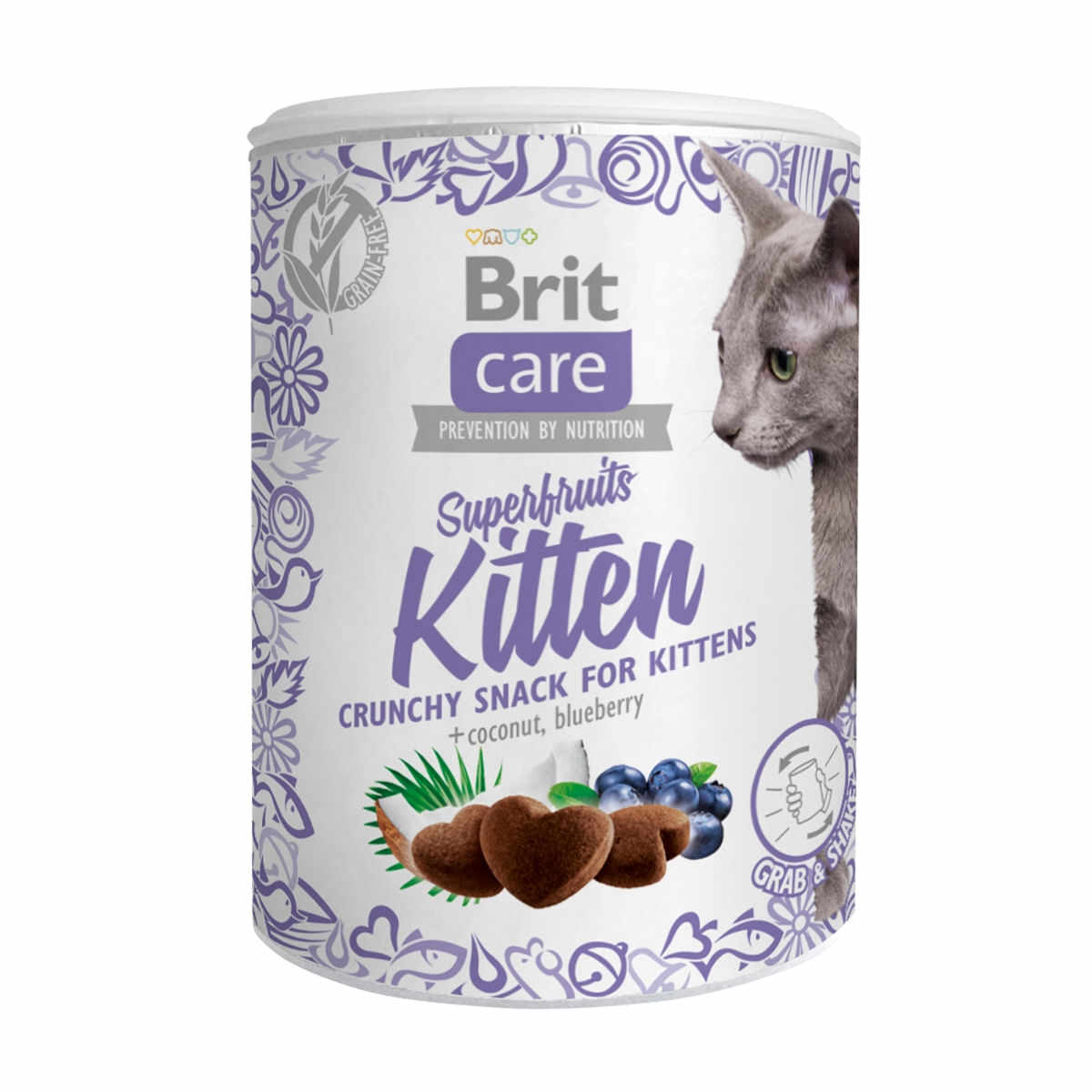 BRIT Care Snack Superfruits Kitten, Pui, recompense fără cereale pisici junior, 100g
