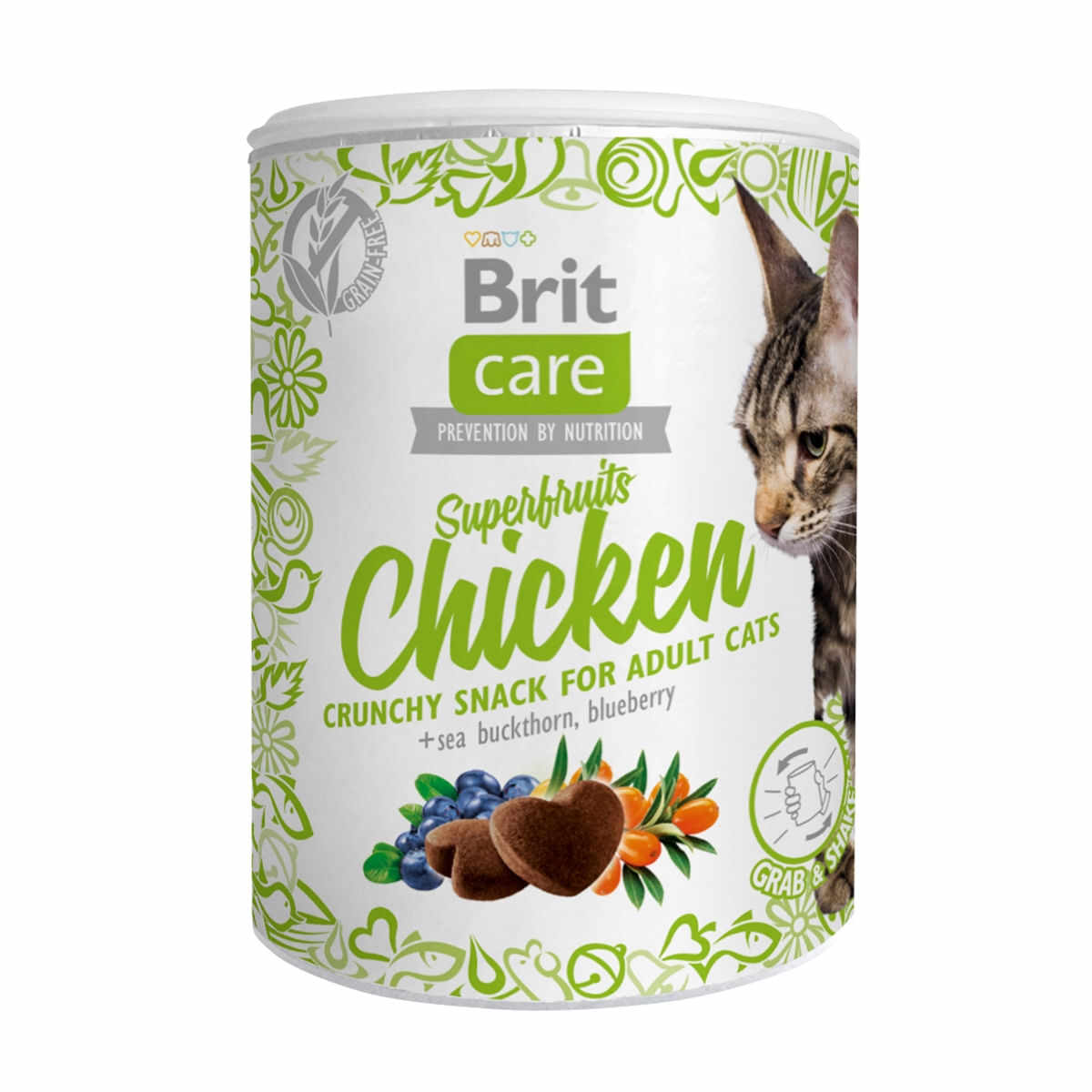BRIT Care Snack Superfruits, Pui și Cătină, recompense fără cereale pisici, 100g
