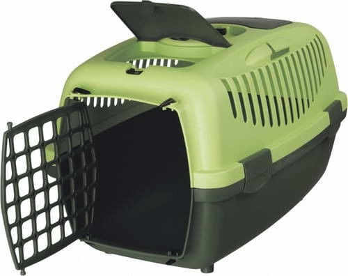 TRIXIE Capri 2, cușcă transport câini și pisici, XS-S(max. 8kg), plastic, deschidere frontală, verde, 37 x 34 x 55 cm