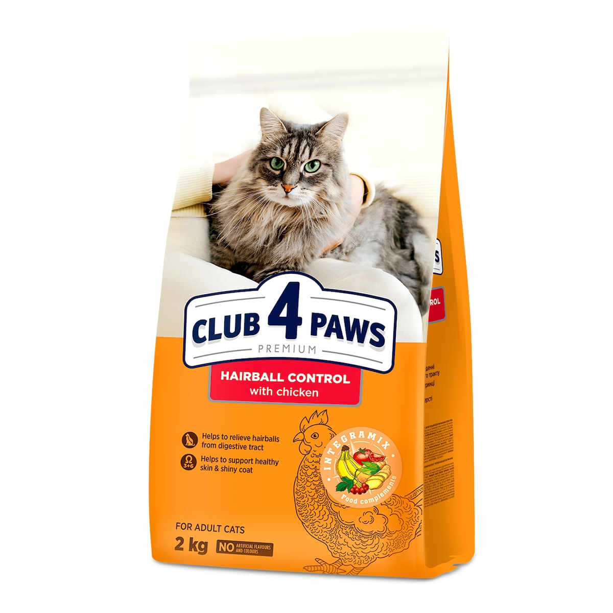CLUB 4 PAWS Hairball Control, Găină, hrană uscată pisici, limitarea ghemurilor de blană, 2kg