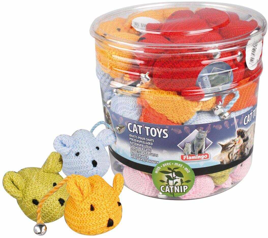 FLAMINGO Jucărie pentru pisici Şoricelul LIAM, cu clopoţel, 11cm, diverse culori