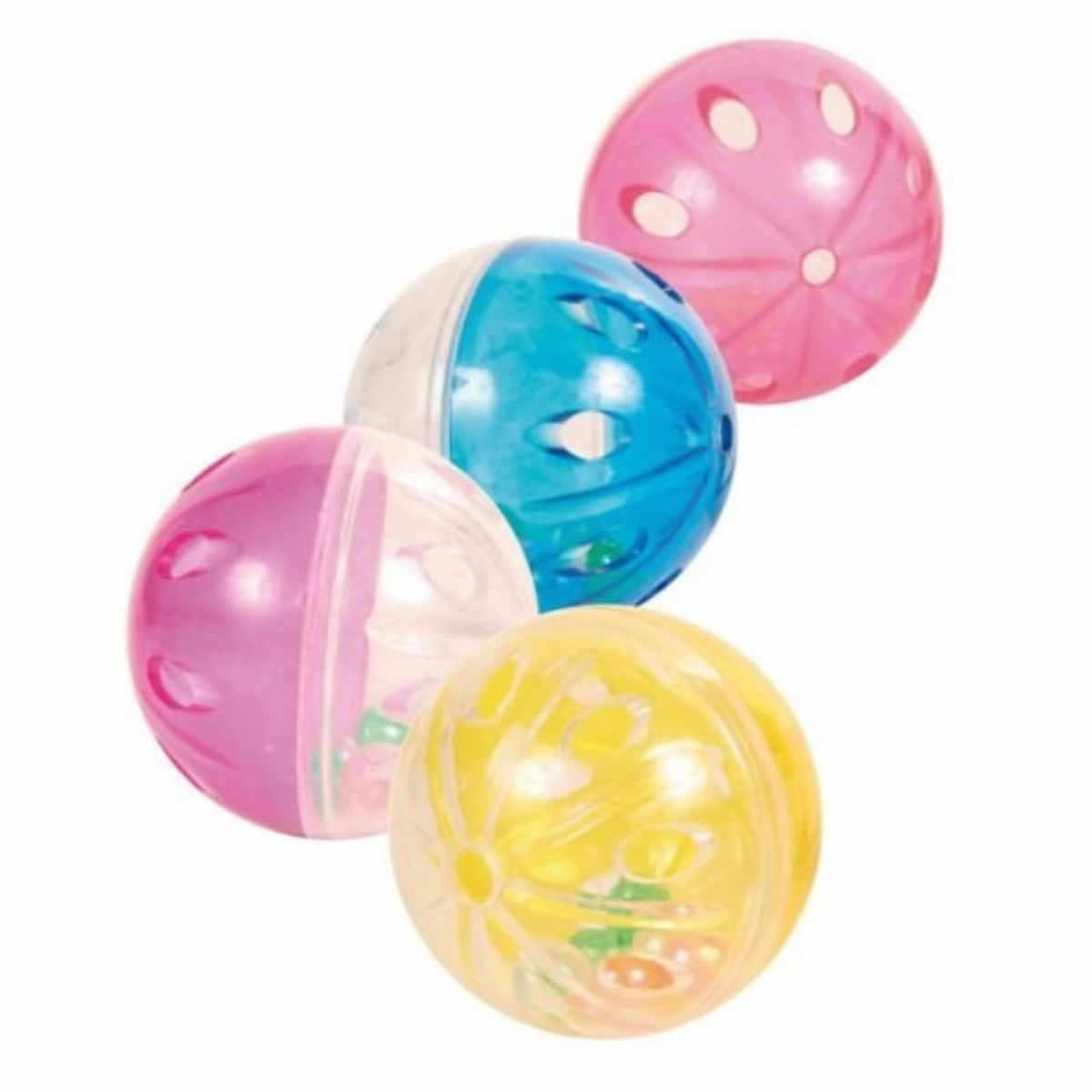 Trixie, minge cu clopoțel, jucărie, pisici, plastic, multicolor, 4.5cm, 4 buc