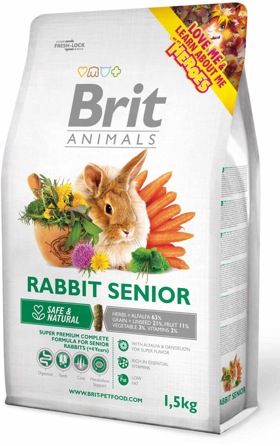 BRIT ANIMALS Rabbit SENIOR, hrană completă pentru iepuri seniori