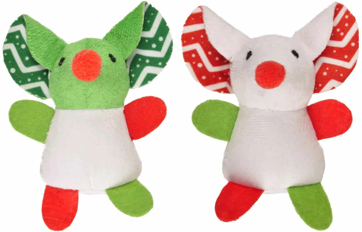 FLAMINGO Jucărie pentru pisici, Şoricel de pluş, ediţie de Crăciun 12,5cm