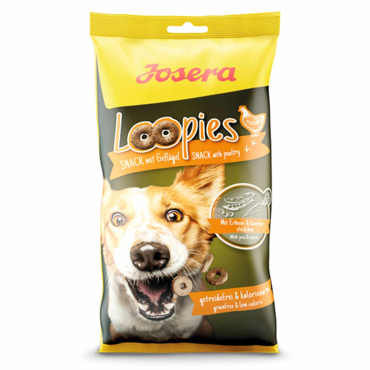JOSERA Loopies, XS-XL, Pasăre, punguță recompense fără cereale câini, 150g