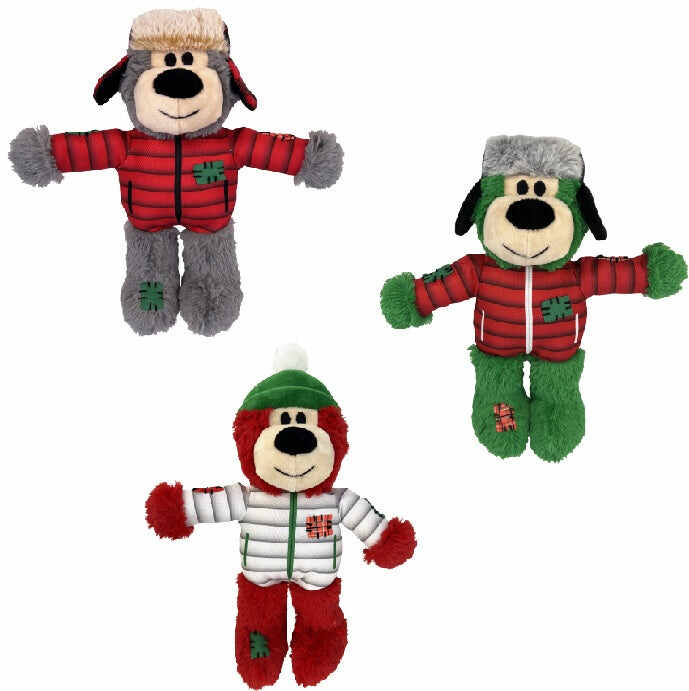 KONG Jucărie pentru câini Ursuleţ, ediţie Crăciun, cu noduri, S/M, div modele