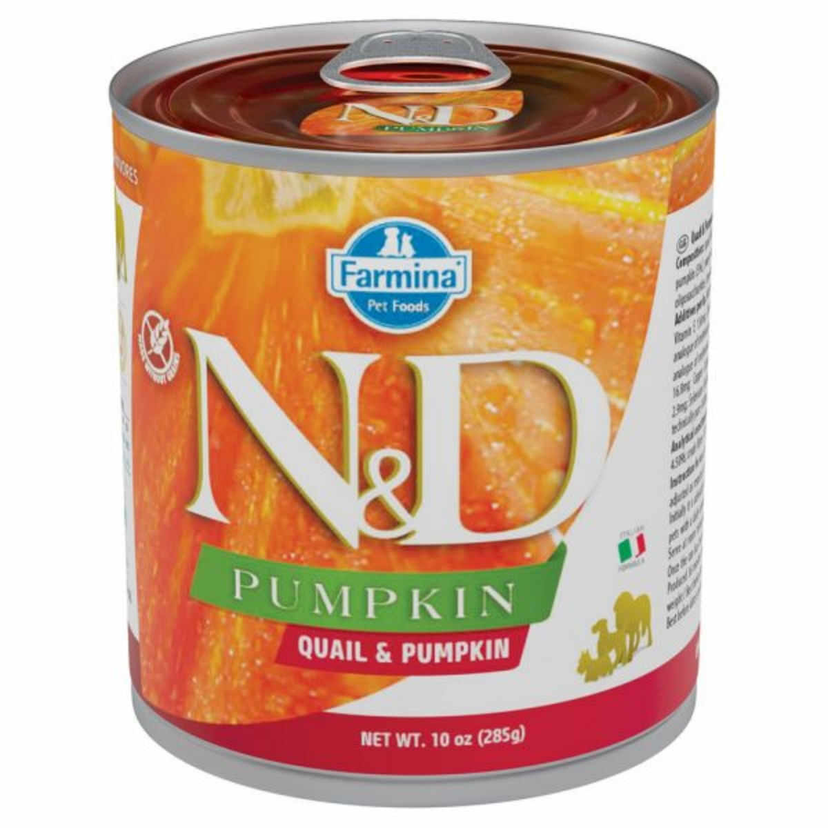 N&D Pumpkin, XS-XL, Prepeliță, conservă hrană umedă fără cereale câini, (în sos), 285g