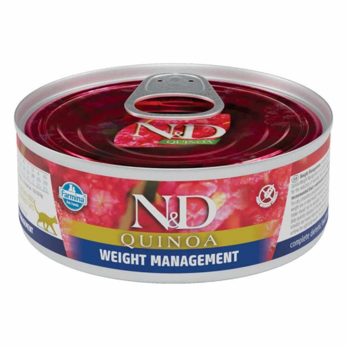 N&D Quinoa Controlul Greutatii, Miel, conservă hrană umedă fără cereale pisici, obezitate, (în sos), 80g