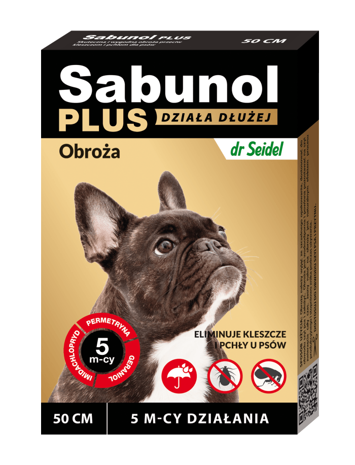 SABUNOL PLUS, deparazitare externă câini, zgardă, M(10 - 25kg), 50 cm, maro, 1buc