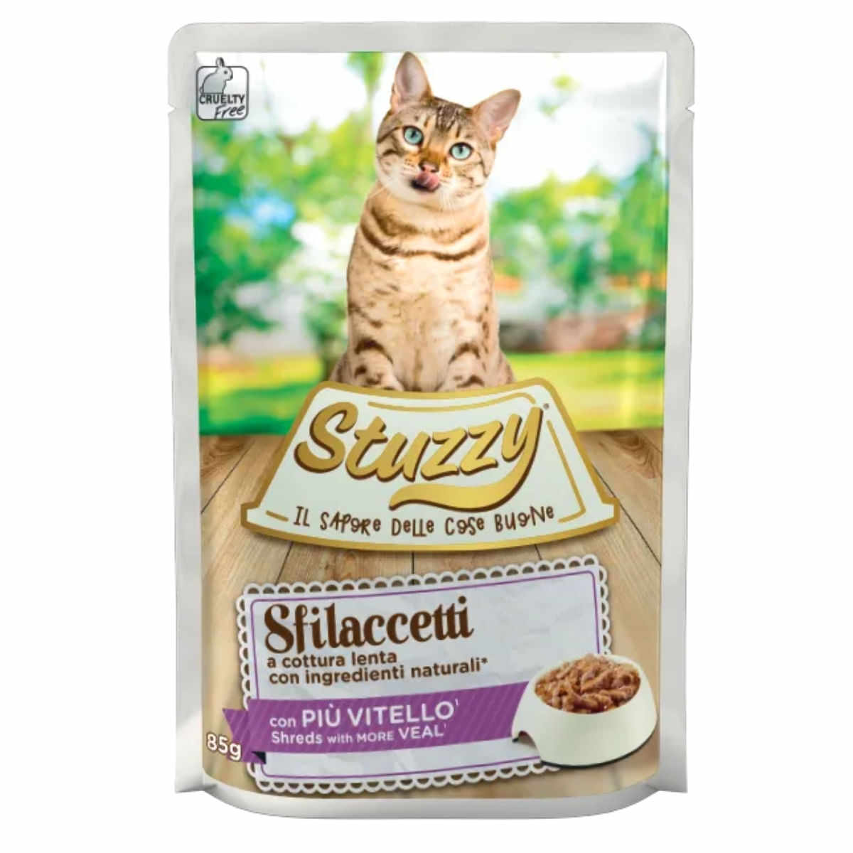 STUZZY Shreds, Vițel, plic hrană umedă pisici, (în sos), 85g