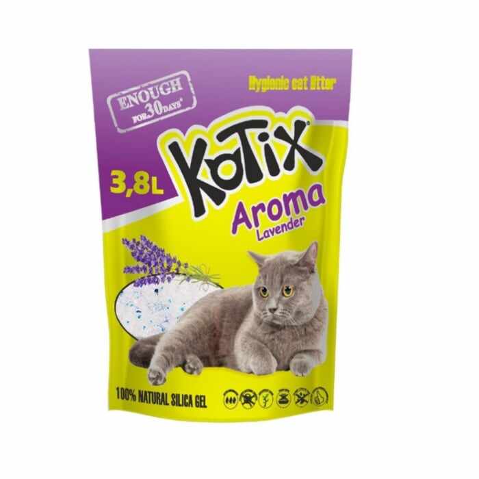 Asternut Igienic Silicat pentru pisici, Kotix Lavanda, 3.8L