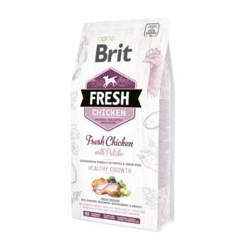 BRIT Fresh Healthy Growth Puppy & Junior S-XL, Pui cu Cartof, hrană uscată conținut redus cereale câini junior, 2.5kg