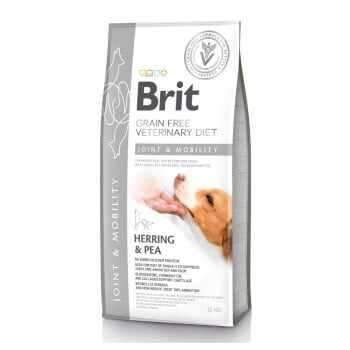BRIT GF Veterinary Diet Joint & Mobility, Hering cu Mazăre, dietă veterinară câini, hrană uscată fără cereale, afecțiuni articulare, 12kg