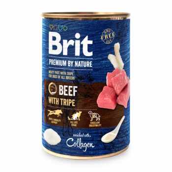 BRIT Premium By Nature, Vită și Burtă, conservă hrană umedă fără cereale câini, (pate), 800g