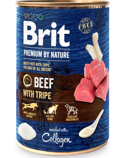 BRIT Premium by Nature Beef and tripes 400 g Conserva hrana umeda caini, cu vita si maruntaie