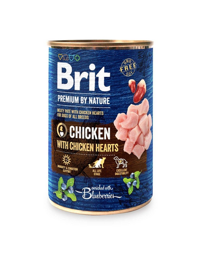 BRIT Premium by Nature Chicken and hearts 400 g Hrana umeda pentru caini, cu pui si inimi