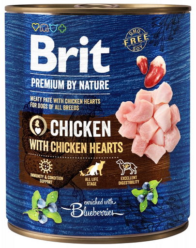 BRIT Premium by Nature chicken, hearts 800 g pui si inimi de pui, hrana caine