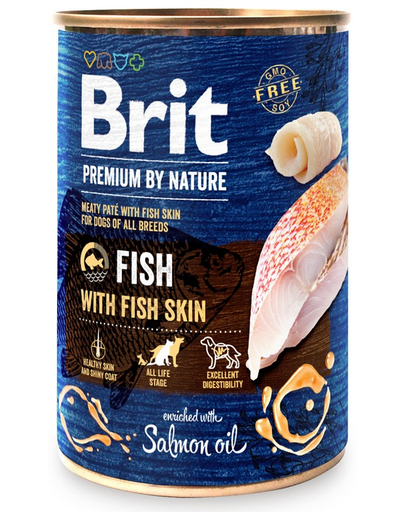 BRIT Premium by Nature Fish&Fish Skin 400 g Conserva hrana pentru caini,cu peste si pui