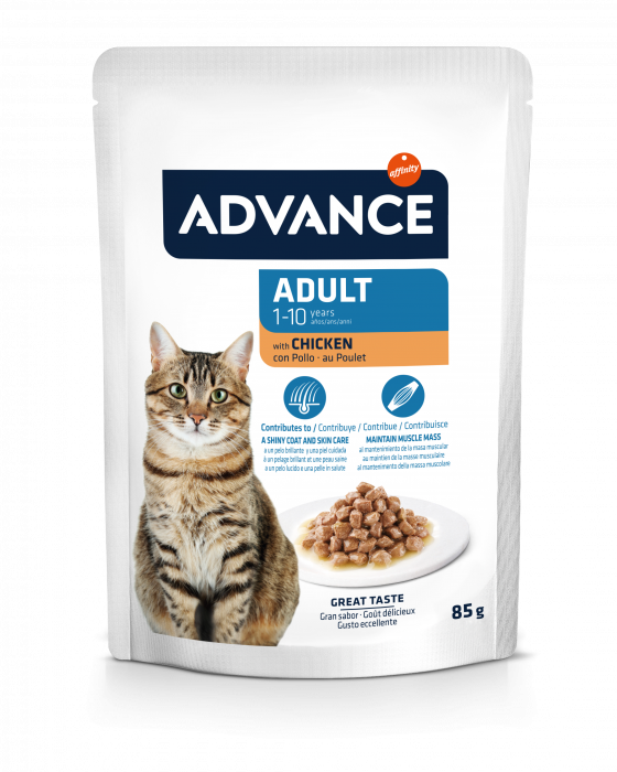 Hrana umeda pentru pisici Advance Adult cu Pui - plic 85 g
