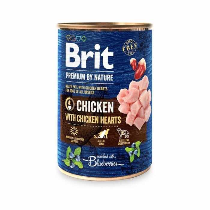 Brit Premium by Nature, Conserva caini, cu pui si inimi, 400 g