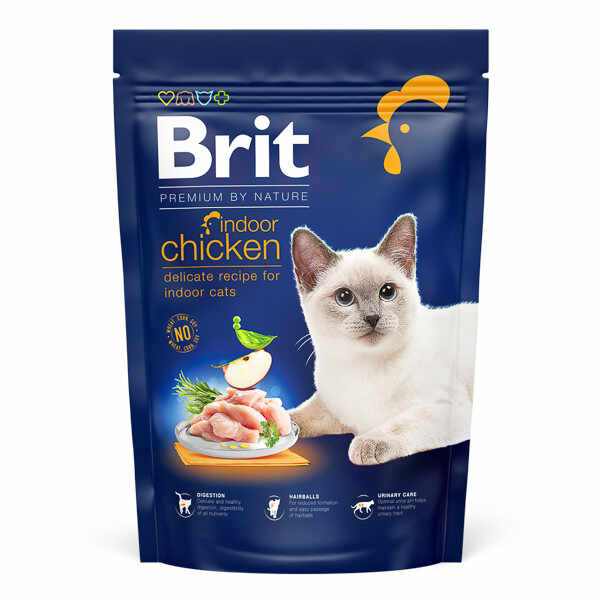 Brit Premium by Nature, Indoor, Pui, hrană uscată pisici de interior, 800g