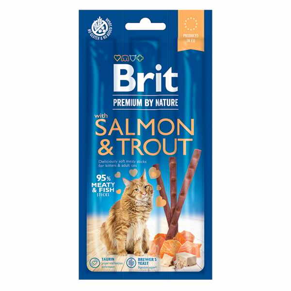 Brit Premium by Nature, Recompense pentru pisici cu Somon si Pastrav, 15g