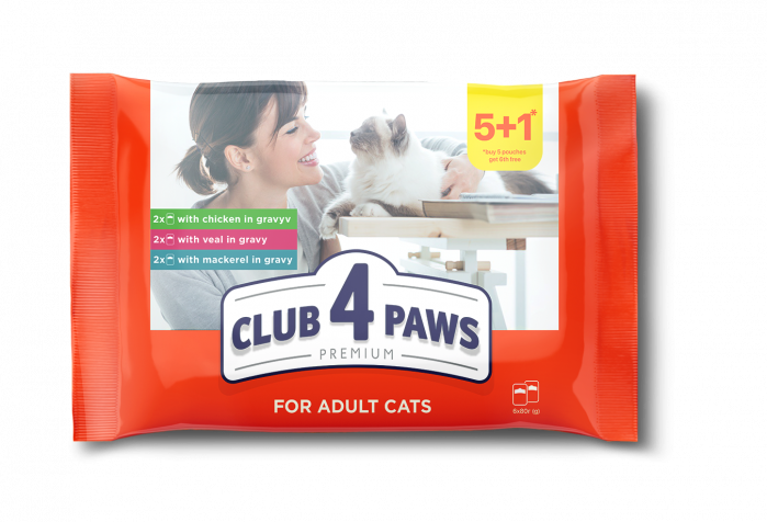 Club 4 Paws Premium Hrana umeda pisici 5+1, set 6 80g