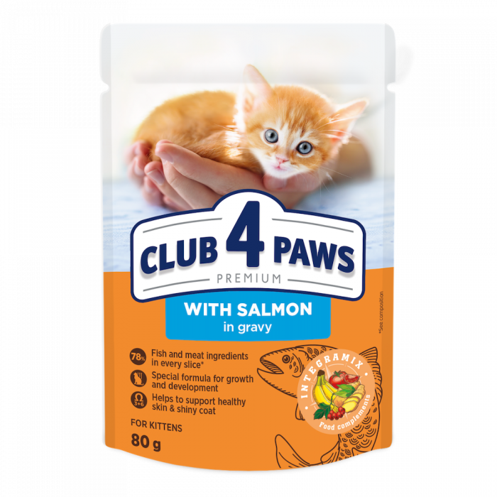 Club 4 Paws Premium Hrana umeda pisoi - somon in sos, 24x80g