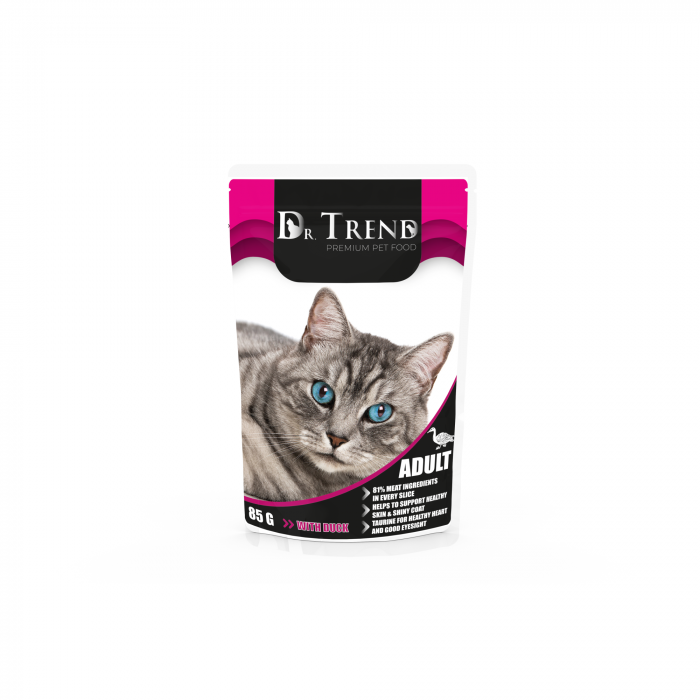 Dr.Trend Premium Hrana umeda pisici cu rata, 12x0,085g