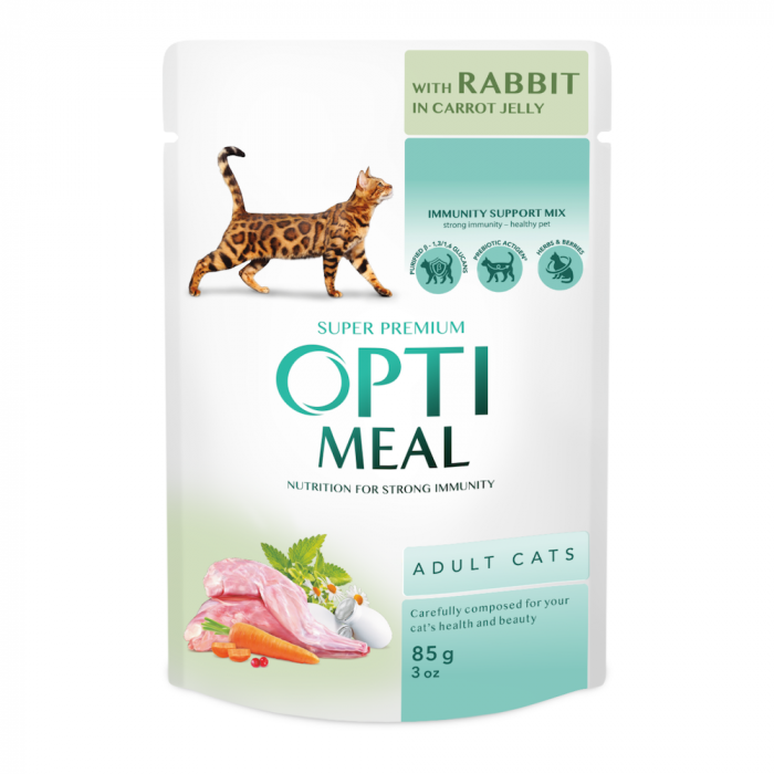 Optimeal Hrana umeda pisici adulte - cu Iepure in jeleu de morcovi, set 12 0,085kg