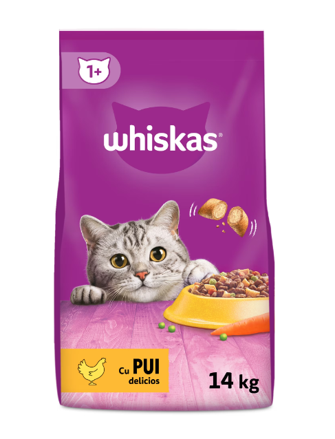Whiskas, Hrana uscata pisici adulte, pui, 14kg