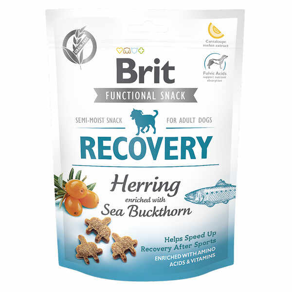 Brit Care Functional Snack Recovery, Hering cu Cătină alba, recompense funtionale fară cereale câini, convalescenta, 150g