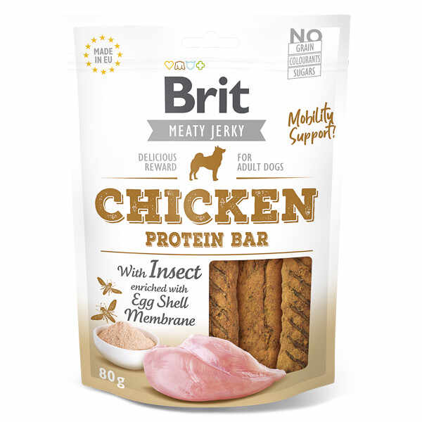 Brit Jerky Chicken Protein Bar, recompense câini, Batoane proteice Pui, 80g
