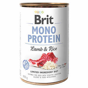 Brit Mono Protein, Miel cu Orez brun, Conservă hrană umedă monoproteică conținut redus cereale câini, (pate), 400g