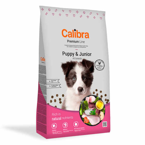 Calibra Premium Line Puppy & Junior, Pui, hrană uscată câini junior, 3kg