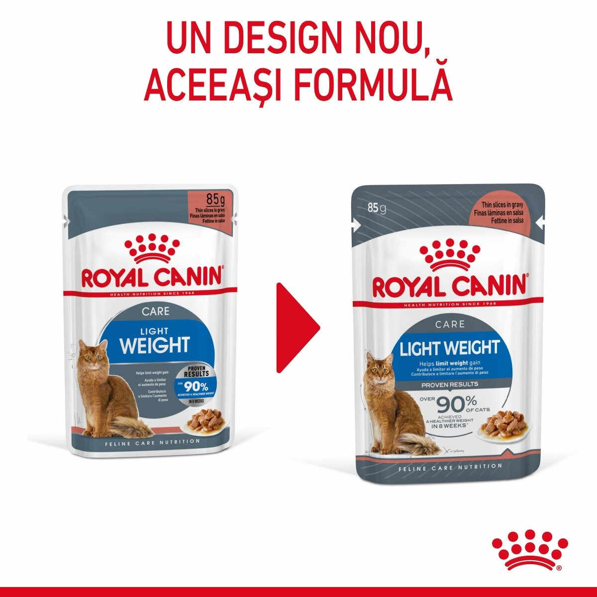 Royal Canin Feline Care Nutrition Light Weight Care, plic hrană umedă pisici, managementul greutății, (în sos), 85g