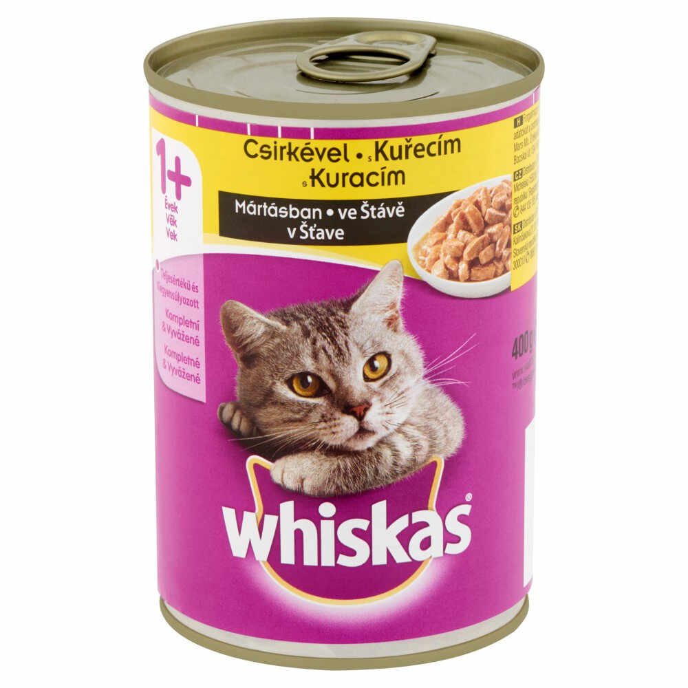 Conservă Whiskas, pentru Pisici, 400g, cu Pui