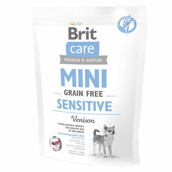 Brit Care Mini Sensitive, XS-S, Vânat, hrană uscată fără cereale câini, sensibilităţi digestive, 400g