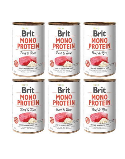 BRIT Mono Protein Beef & Rice 6x400 g vita si orez, hrana caini monoproteina