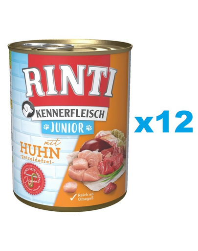 RINTI Kennerfleish Junior Chicken 12x400 g conserve cu pui, pentru catelusi