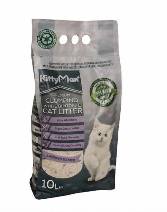 Asternut Igienic Bentonita Premium KittyMax Lavander pentru Pisici 10 l