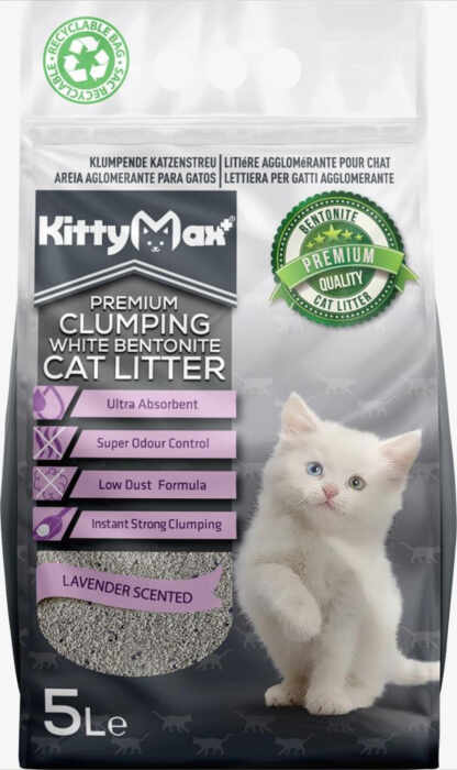 Asternut Igienic Bentonita Premium KittyMax Lavander pentru Pisici 5 l