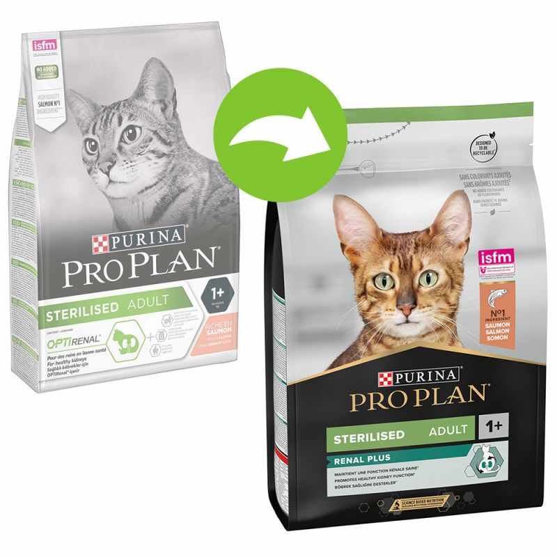 Purina Pro Plan Pisici Sterilizate Optirenal/Renal Plus cu Somon 1.5 kg