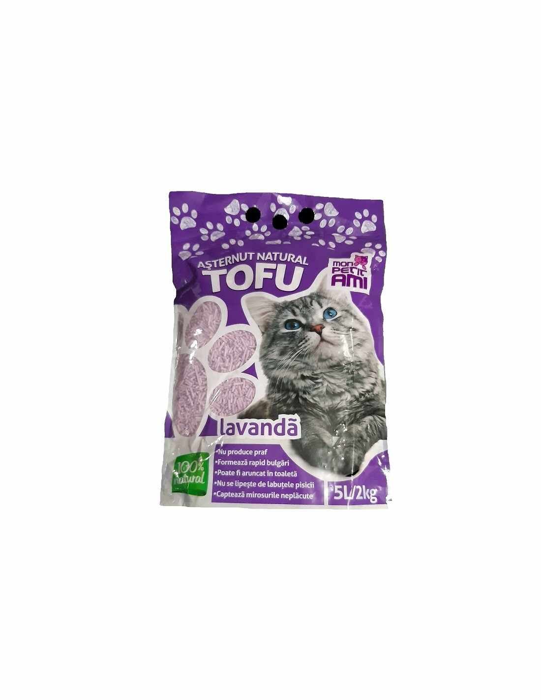 Asternut Natural Din Tofu Pentru Pisici Mon Petit Ami cu lavanda 5 L