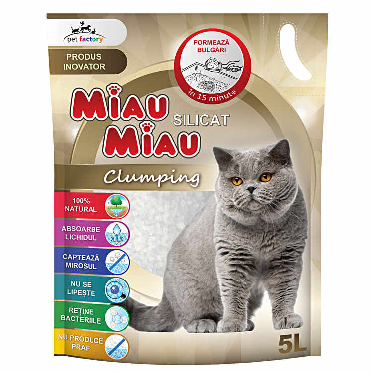 Nisip Silicat Pentru Pisici Miau Miau Clumping 5L