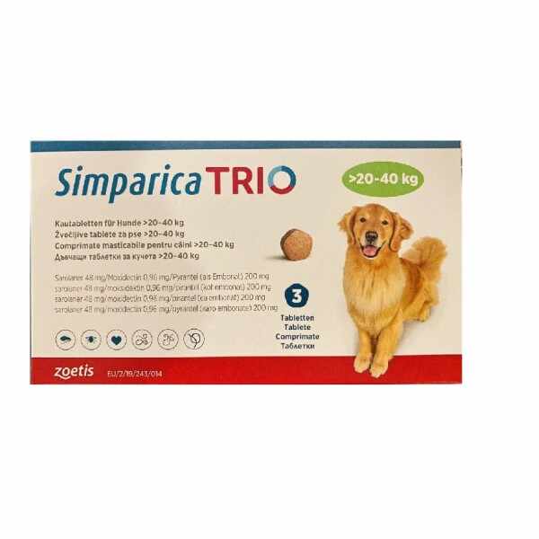Simparica Trio Caine 20-40 Kg 1 Tableta x 48 Mg