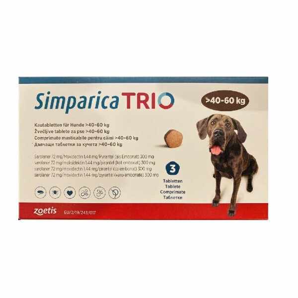 Simparica Trio Caine 40-60 Kg 1 Tableta x 72 Mg