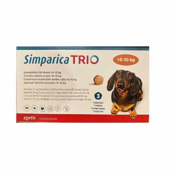 Simparica Trio Caine 5-10 Kg 1 Tableta x 12 Mg